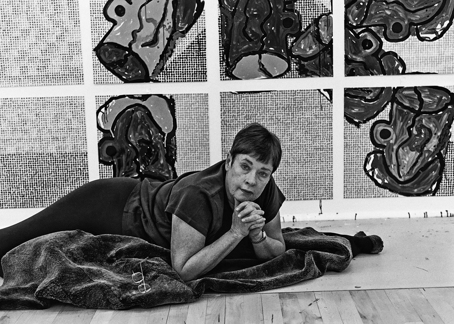 the artist declining on the floor